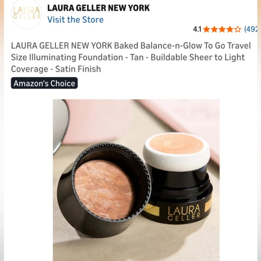 Laura Geller Baked Balance-N-Brighten Foundation with perfect sponge, mirror 👍